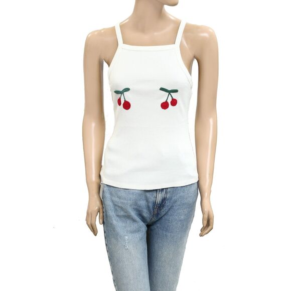 Free People Bali Cherry Bomb Tank Cami Blouse Top Crochet Ribbed M NWT 280421 - Picture 4 of 8